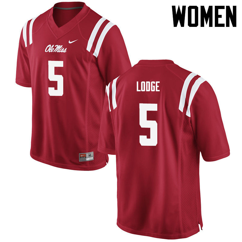 Women Ole Miss Rebels #5 DaMarkus Lodge College Football Jerseys-Red - Click Image to Close